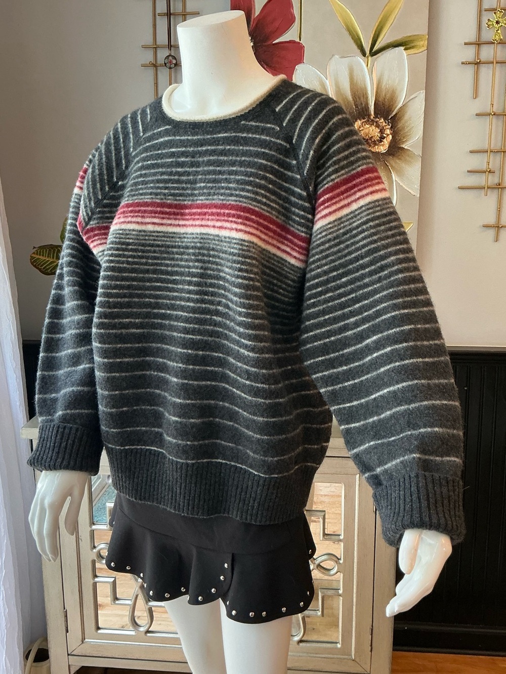 Timberland Wool Blend Womans Size MED Preppy Boho Festival Relaxed Fit Sweater